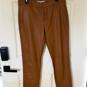 Zara Women’s Tan Faux Leather Pants